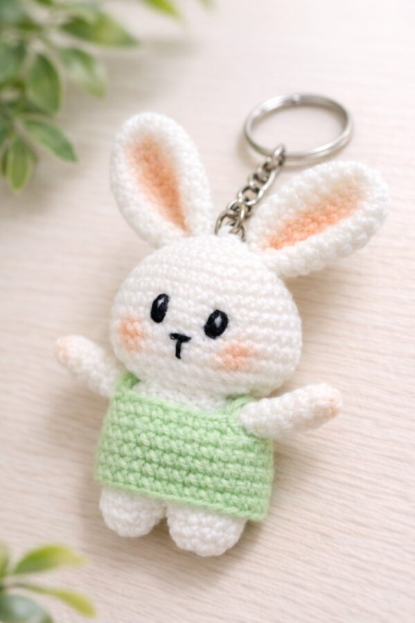 Florivya Crochet Bunny Keychain – Handmade Cute Bunny Charm