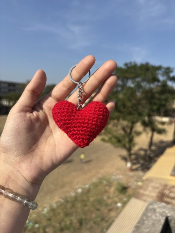 Florivya Handmade Crochet Heart Keychain