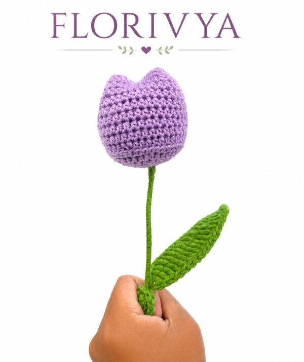 FLORIVYA Handmade Crochet Tulip Stick